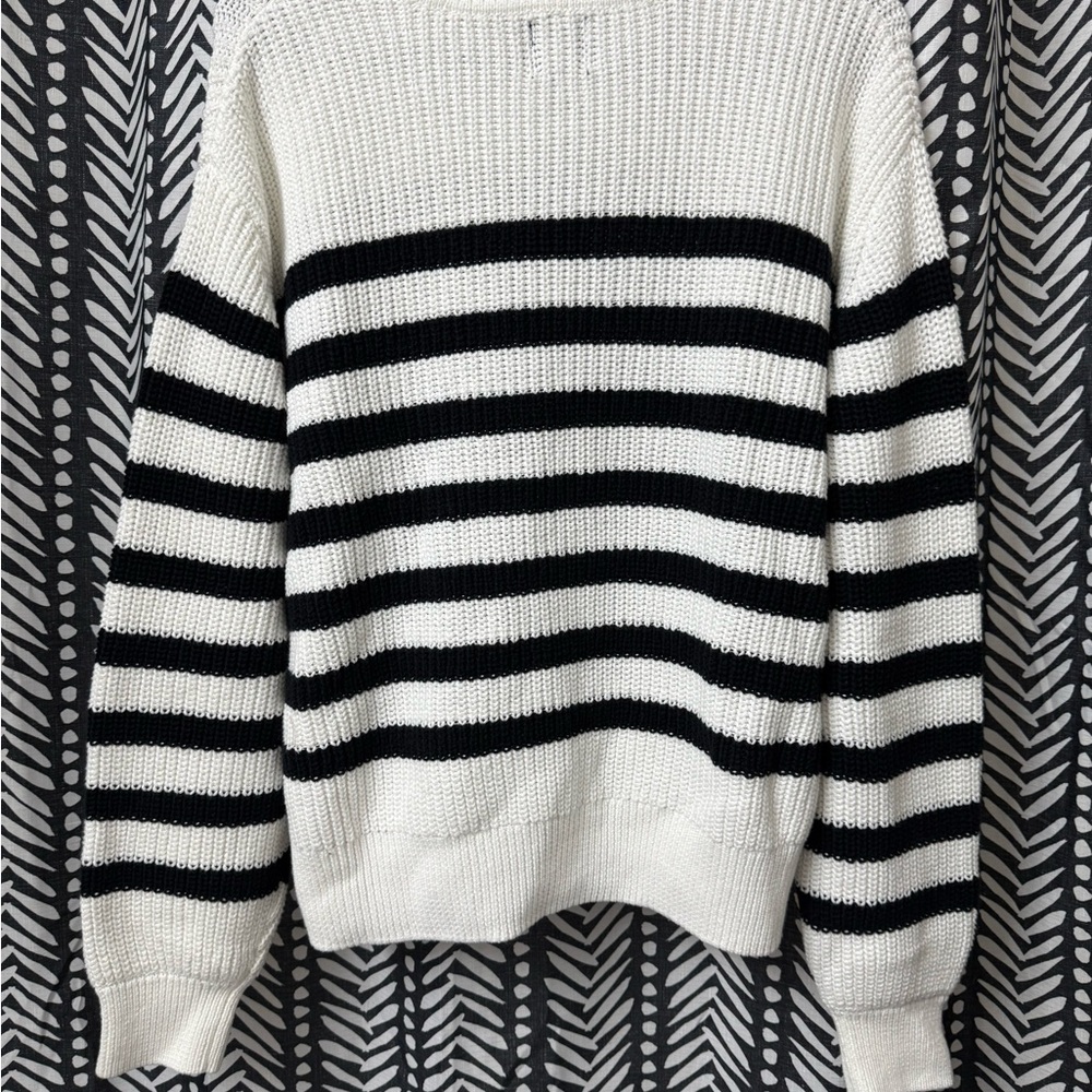 GAP Black and White Striped Crew Neck Sweater - Picture 5 of 5